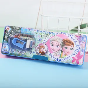Eiskönigin Magnet Federmäppchen Set mit Spitzer Radiergummi für Kinder Schüler Schreibwaren