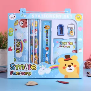 Cartoon Stationery Student School Supplies Pencil Case Ruler Eraser Notebook Cute Design Kids Gift