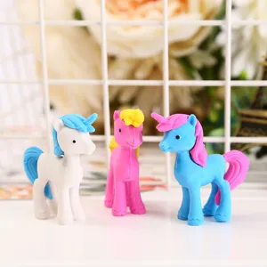 Set di gomme per cancellare unicorno cartone animato creativo per bambini, cancelleria.