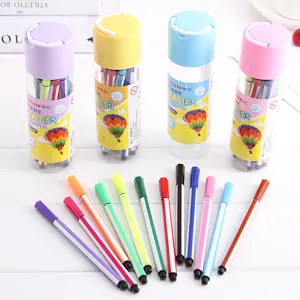 Details of the creative cartoon children washable watercolor pen set with 12 colorful marker pens.