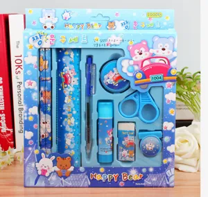 Kinder Schreibwaren Set 9-teilig süßes Cartoon Design Schulbedarf Geschenk für Schüler!