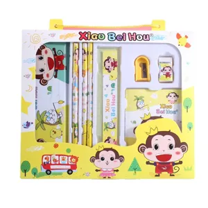 Cute cartoon monkey stationery gift set 9-piece school supplies for students kids gifts.