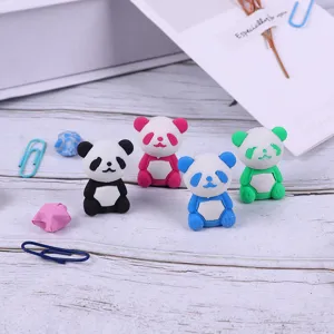 Süßes buntes Panda Radiergummi Set, kreatives abnehmbares Schüler Schreibwaren Geschenk für Kinder.
