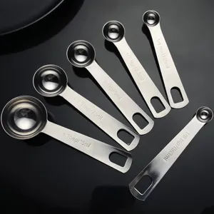 Set de cucharas medidoras de acero inoxidable, herramienta de cocina café repostería.