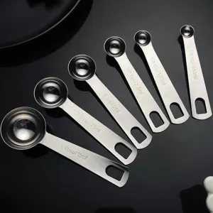 Juego de cucharas medidoras de acero inoxidable para la cocina y repostería 6 pz.