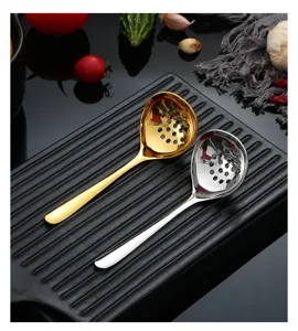 Stainless steel slotted spoon kitchen tableware kitchenware colander tool detail