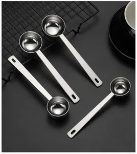 Stainless steel long handle measuring spoons for coffee powder, milk powder and kitchen baking use
