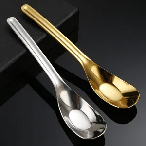 Set de cuillères lingot en acier inoxydable, poli miroir, cuillère à soupe or et argent.