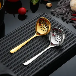 Stainless steel slotted spoon kitchen soup ladle set golden and silver cooking colander