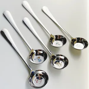 cuillère à soupe longue en acier inoxydable 316 pour enfants avec motifs cartoon mignons