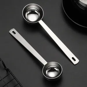 Long handle stainless steel measuring spoon for coffee powder, milk powder and kitchen baking use.