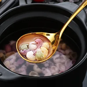 Gold stainless steel soup ladle, thickened deep spoon for kitchen, restaurant and hot pot.