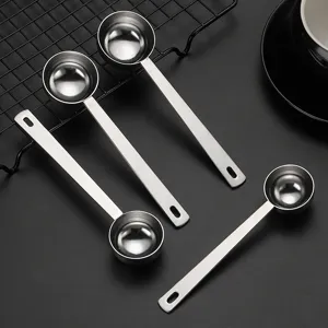 Stainless steel long handle measuring spoon set for coffee powder and baking kitchen tools