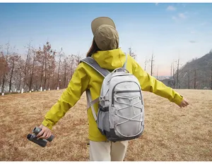 Sac à dos de voyage décontracté léger pour étudiant, gris, poches multiples pratiques