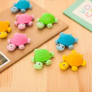 Simpatiche gomme a forma di tartaruga cartone animato set cancelleria scuola bambini.