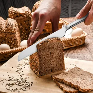 Couteau à pain en acier inoxydable pour couper les gâteaux, longue poignée pour la pâtisserie.