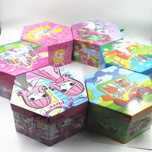 46 piece kids stationery gift box hexagonal packaging set with colorful cartoon design