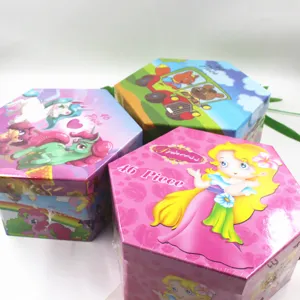 Children 46 piece art stationery set hexagonal gift box with cute cartoon pony designs.