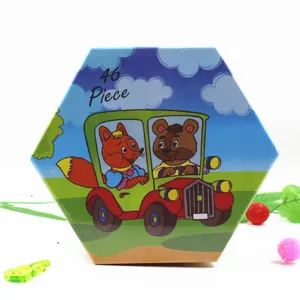 46-piece children's educational stationery art set in hexagonal box for kids learning.