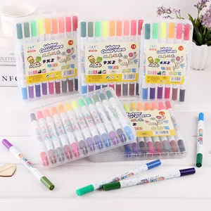 Children dual tip washable watercolor pens set, vibrant colors painting art supplies for students.