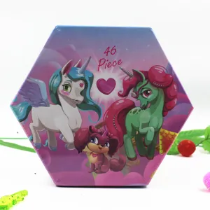 46 pieces children educational painting stationery set hexagonal box cute unicorn pattern detail view