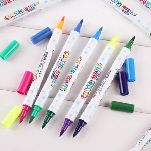 Detail view of color pens set, featuring dual head washable watercolor markers for kids art.