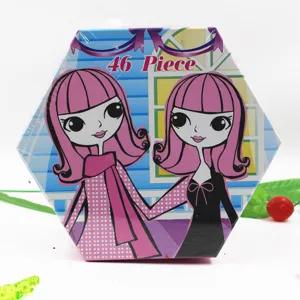Detailed display of the 46 piece children watercolor pen stationery packaging box.
