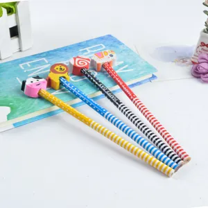 Set di matite con gomma a tema cartone animato per bambini, penne da scrittura scolastiche.