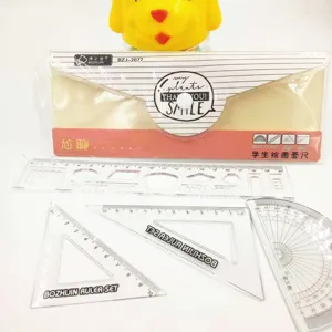 Kit de règles transparentes pour étudiants, set de géométrie en plastique avec pochette.
