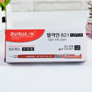 ZUIXUA 0.38mm gel ink pen 12pcs set with diamond tip large capacity office stationery supply