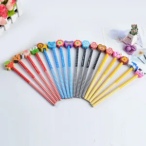 Simpatici matite in legno con gomma a forma di cartone per bambini, regalo di cancelleria.