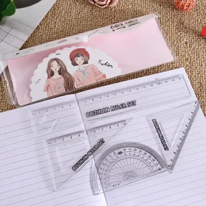 Ensemble de regles en plastique transparent fournitures scolaires geometrie dessin