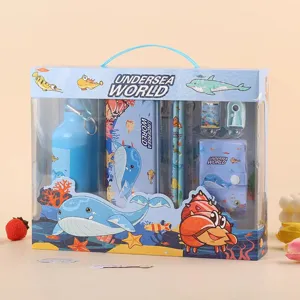 Kids Stationery Gift Set Cartoon Water Bottle Pencils Notebook School Supplies Student Holiday Gift Box Set