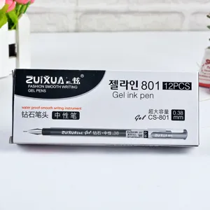 ZUIXUA 0.38mm gel ink pen 12pcs box set, diamond tip smooth writing office stationery.