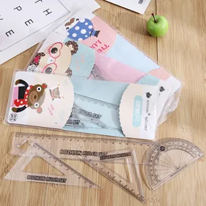 Ensemble de regles d'etudiant transparentes 4 pieces outils de geometrie en plastique