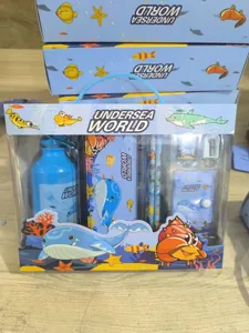 Children cartoon undersea world stationery gift set with water bottle and pencil case box