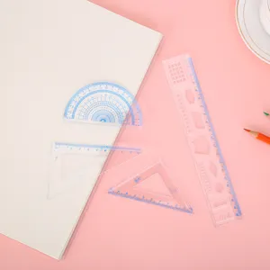 Set de regles transparentes en plastique geometrie 4 pieces pour ecole fournitures