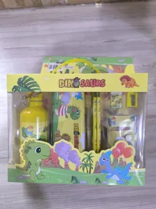 Children cartoon dinosaur stationery set gift box with water bottle pencil case notebook