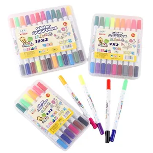 Children drawing water color pens set double headed washable markers art stationery supplies