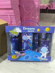Kids cartoon space stationery set gift box with water bottle pencil case school supplies
