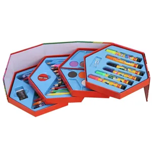 46-piece kids art set with colored pencils markers crayons watercolor for school drawing.