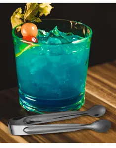 Stainless steel ice tongs for bar restaurant kitchen, durable metal ice cube sugar food serving tong