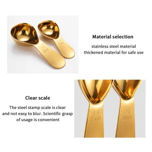 Ensemble de cuillères à mesurer café en acier inoxydable, outil de cuisine durable.