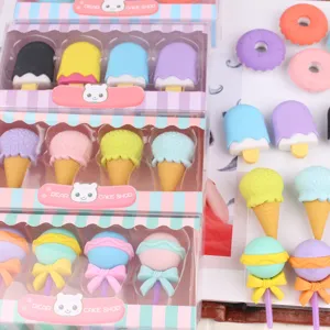 Leuke dessert gummetjes set, creatieve cartoon schrijfwaren geschenkdoos voor kinderen.