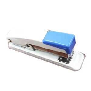 Agrafeuse de bureau blanche et bleue, outil de reliure standard en métal et plastique pour école