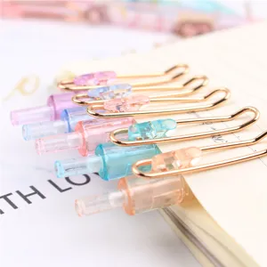 Kreativer süßer Druckbleistift mit buntem transparentem Gehäuse und goldenem Clip für Schüler