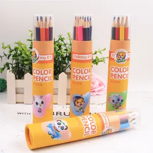 Barrel colored pencils set, creative cartoon animal design drawing pens for kids sketching art.