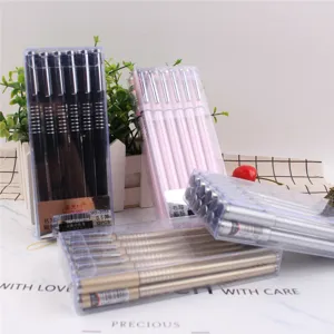 Metal 0.5mm gel signature pen set in clear box, smooth writing office stationery.