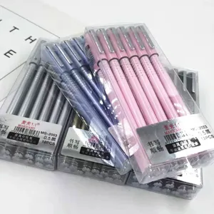 Metal gel pen 0.5mm black ink office school writing stationery supplies detail view.