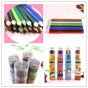 Barrel colored pencils set, 12/24/36 colors, cute cartoon animal design for kids drawing.